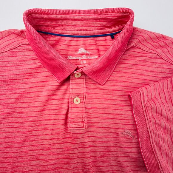 Tommy Bahama Other - Tommy Bahama Pink Striped Polo Shirt Large